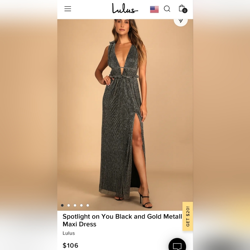 Lulus Spotlight on You Black/Gold Metallic Maxi Dress
